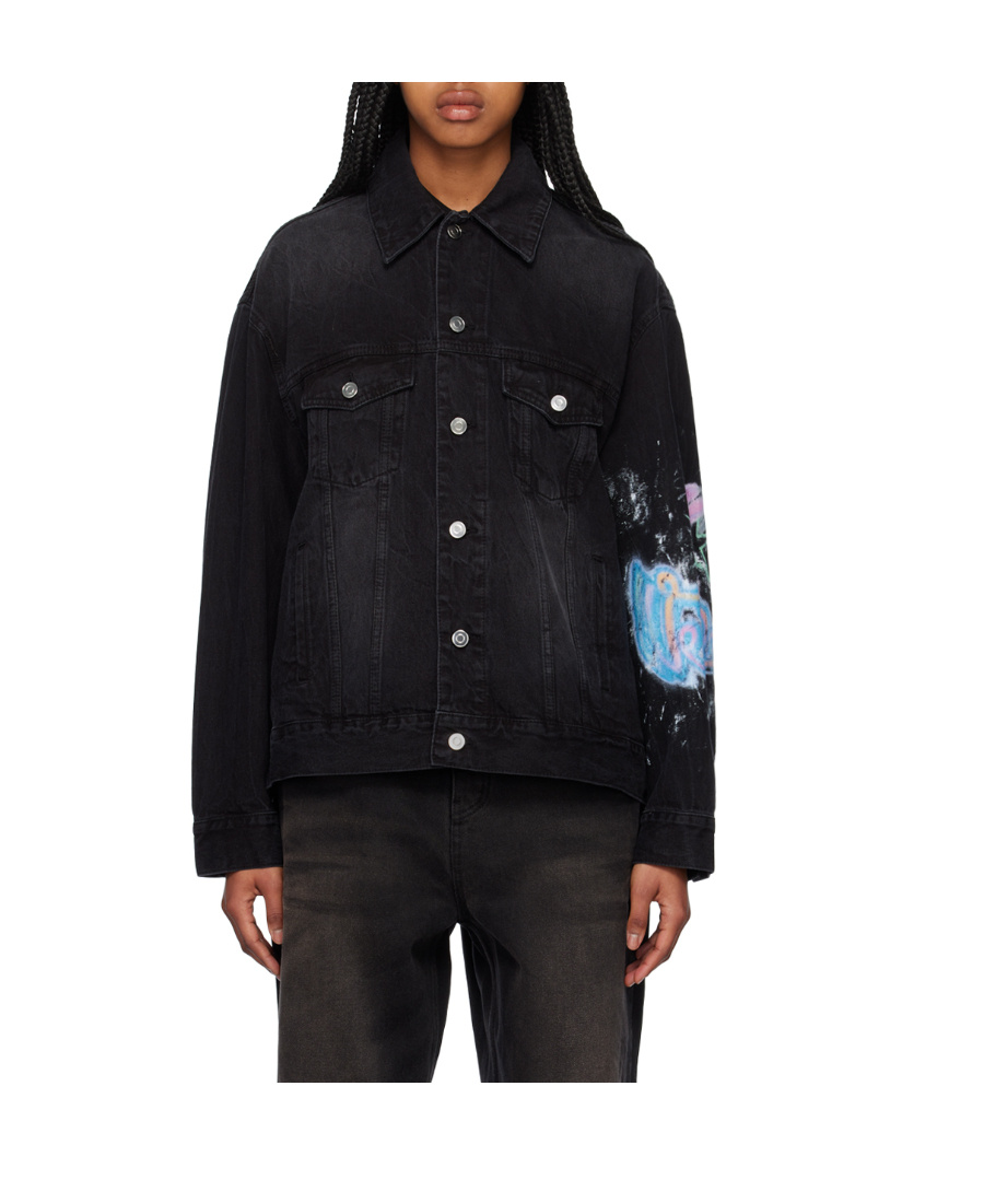 WE11 DONE MONSTER LOGO-PRINT DENIM JACKET