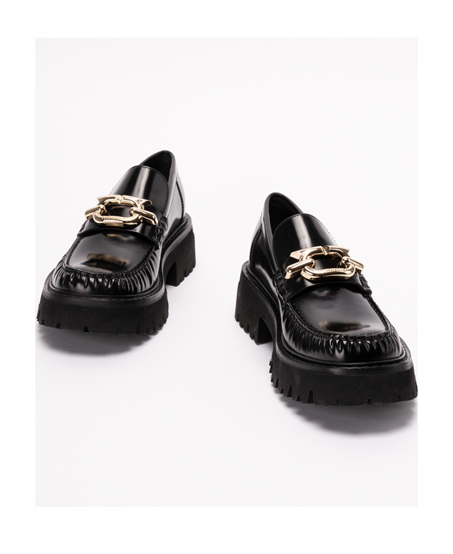 Ferragamo Carrion Sole Ingrid Leather Loafers In Black