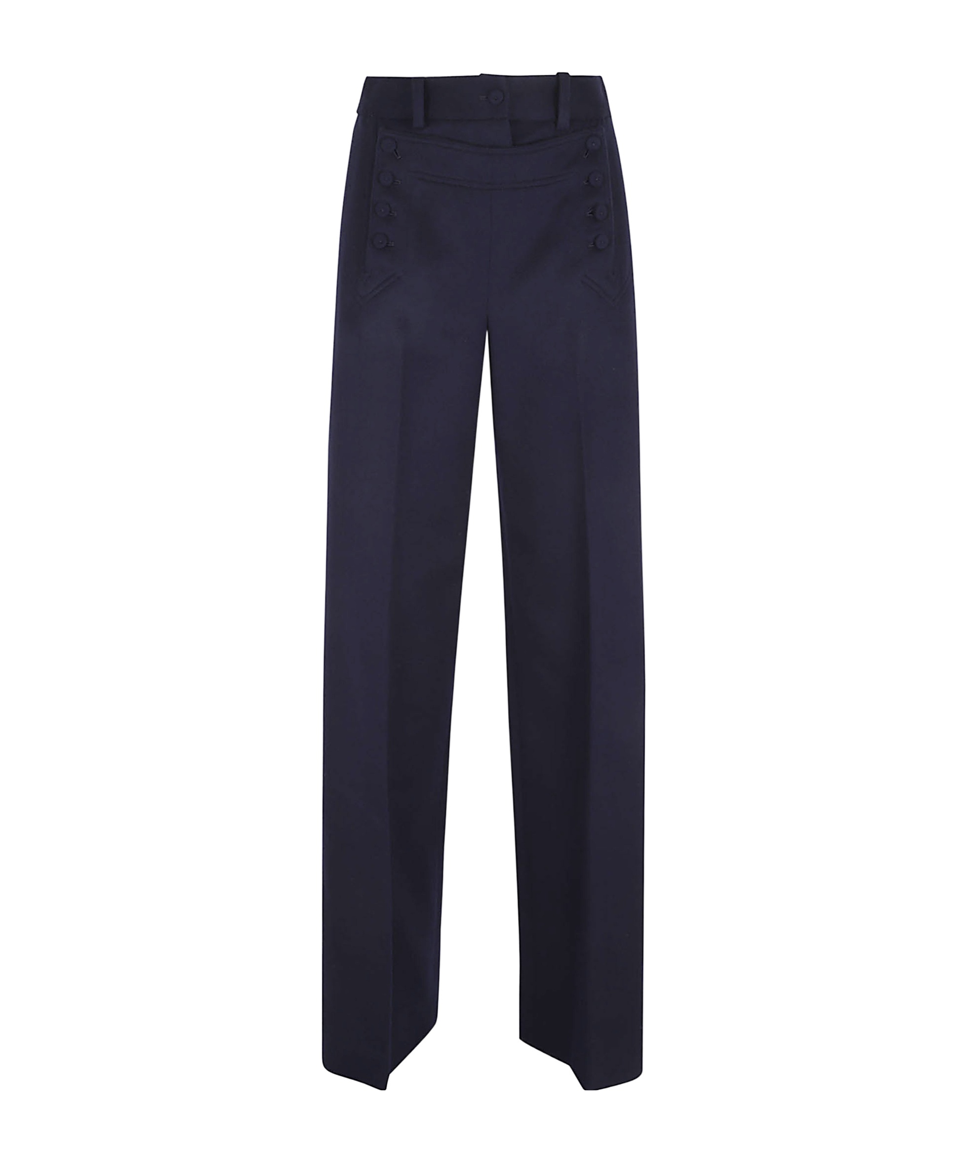 Ermanno Scervino High Waist Wide Leg Trousers With Button Detail In Blue
