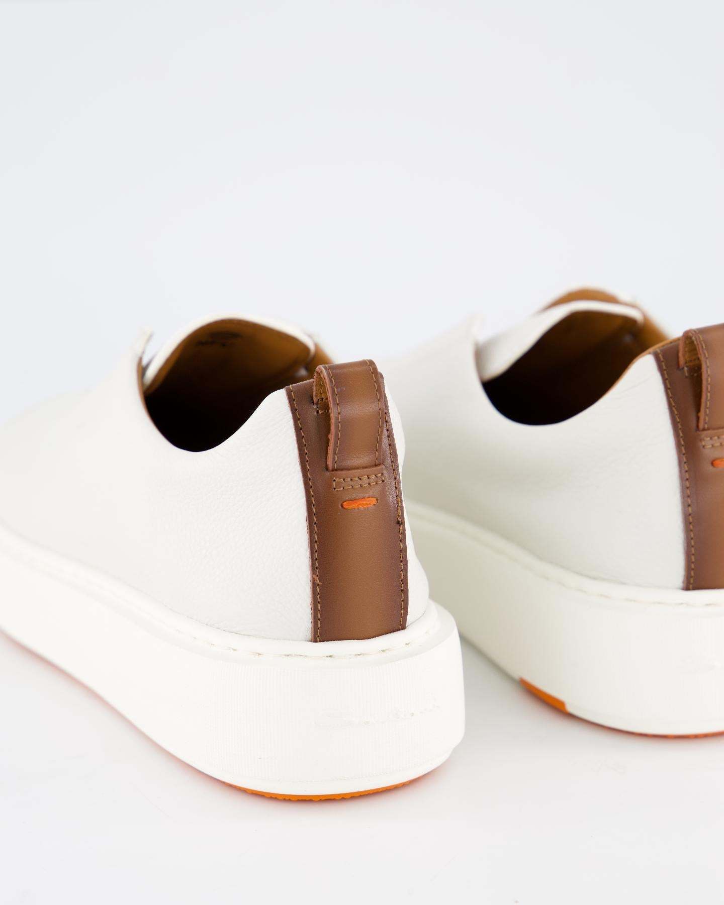 Santoni Leather Low-top Sneakers In White