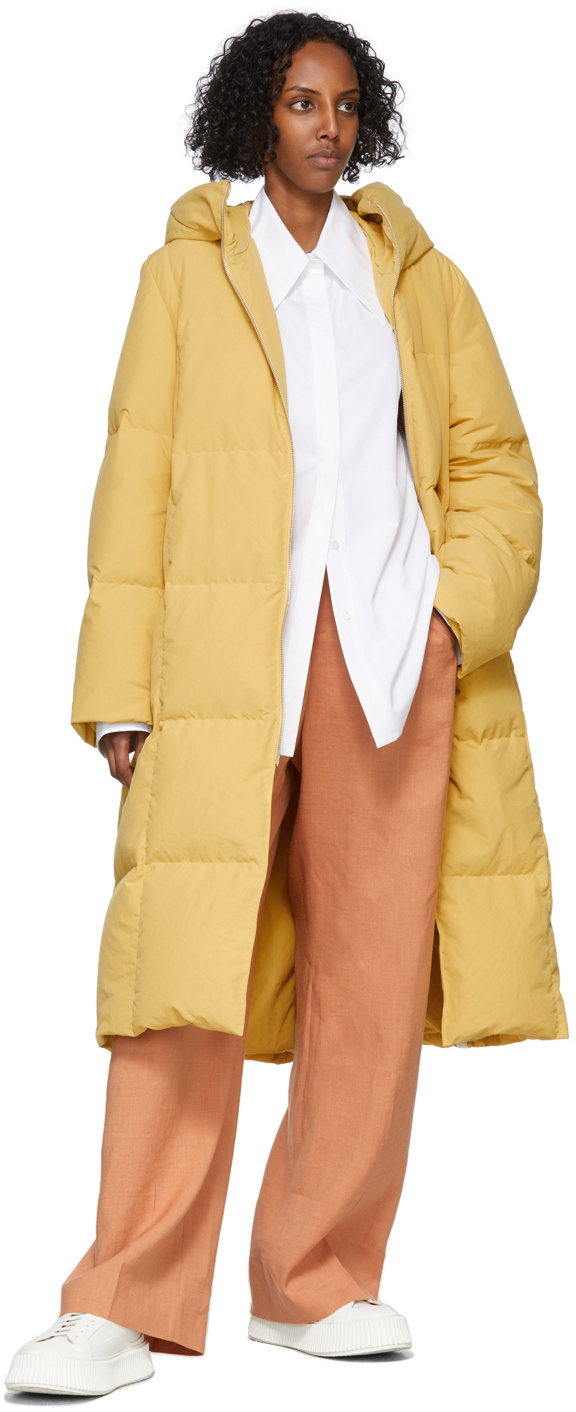 Jil Sander Long Medium-length Down Jacket In Nude