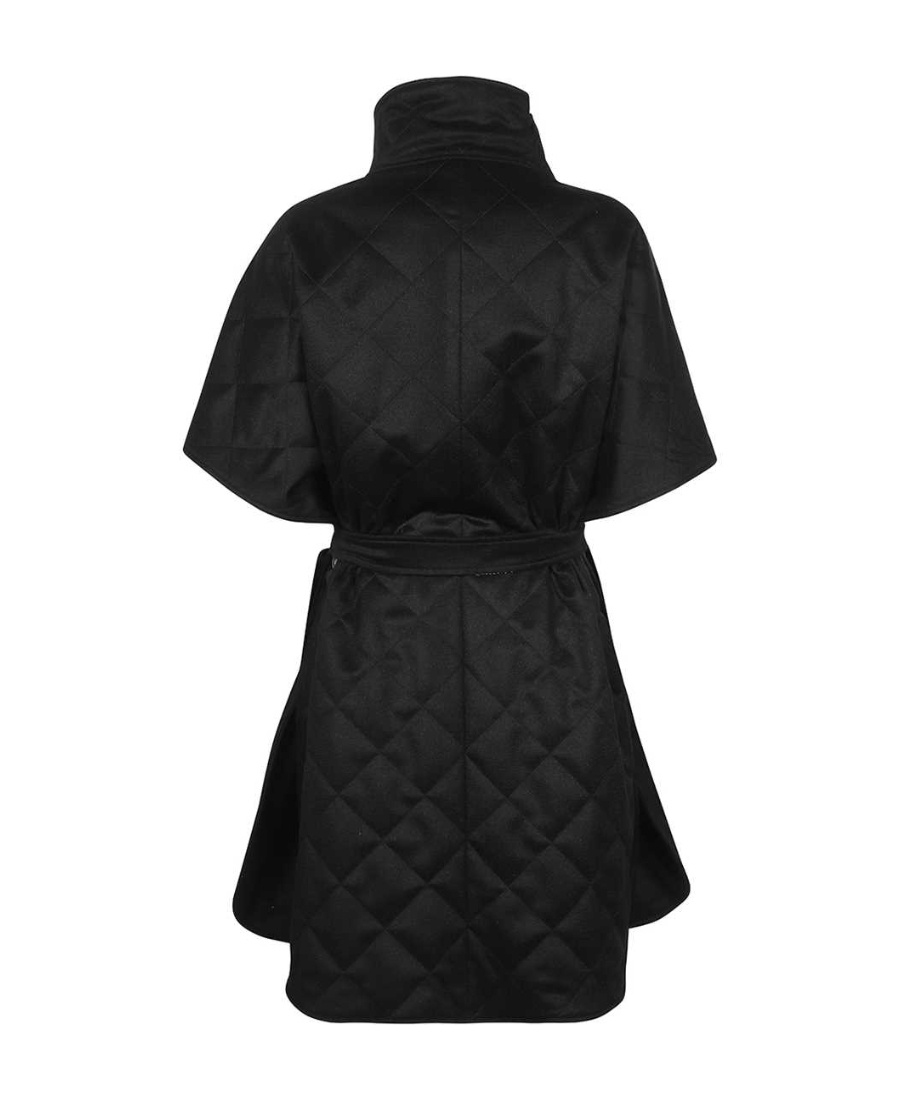 Max Mara Lace-up Short-sleeved Coat In Black