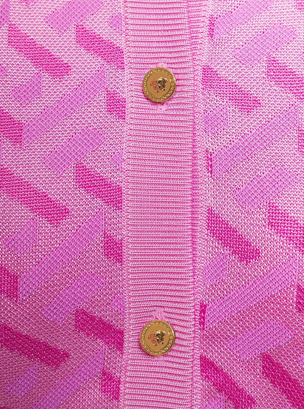 Versace Jacquard Cardigan La Greca In Pink