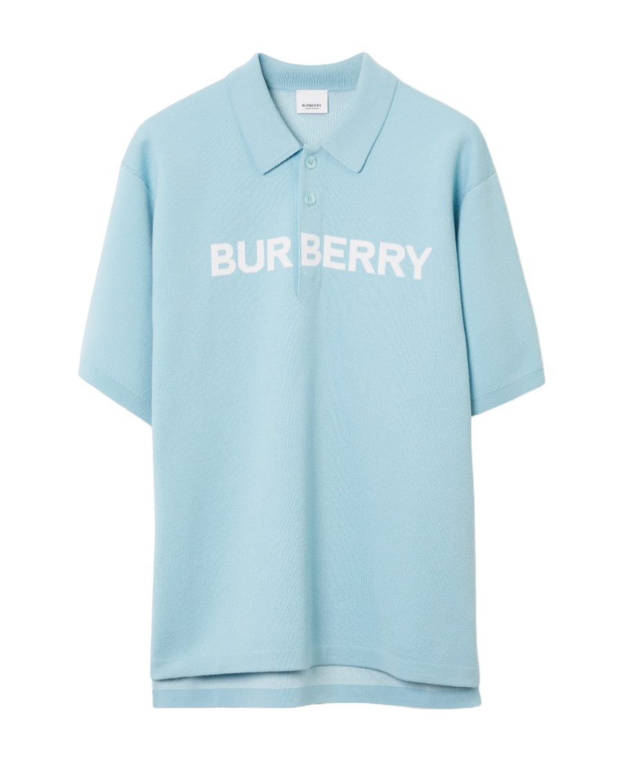 Burberry Logo-print Wool-cotton T-shirt In Blue