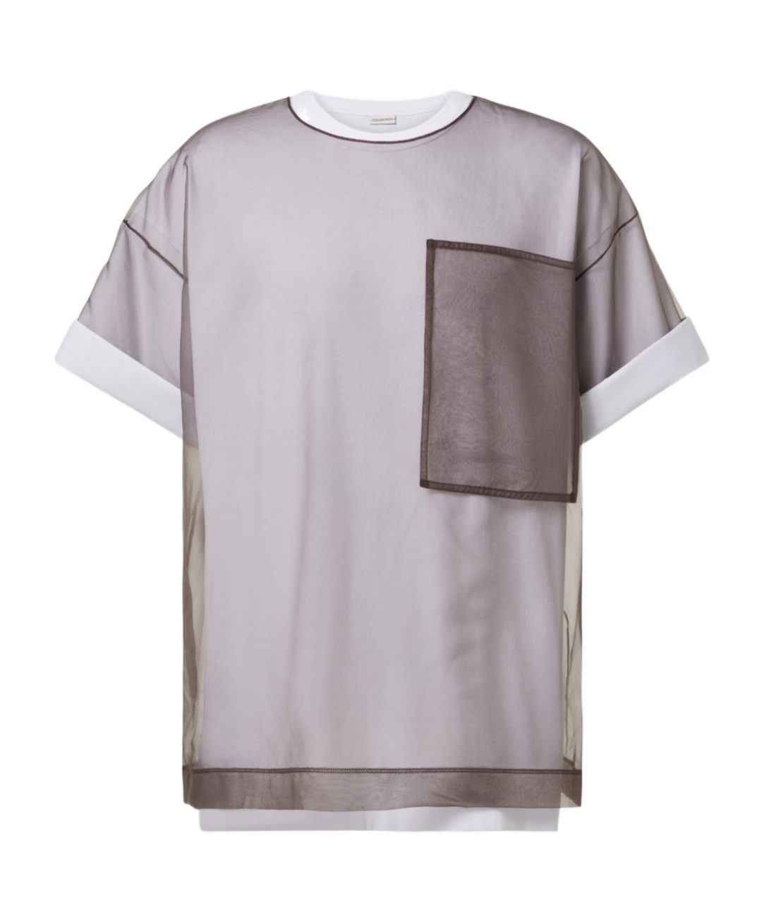 Dries Van Noten Men Semi-sheer Layered T-shirt In Brown
