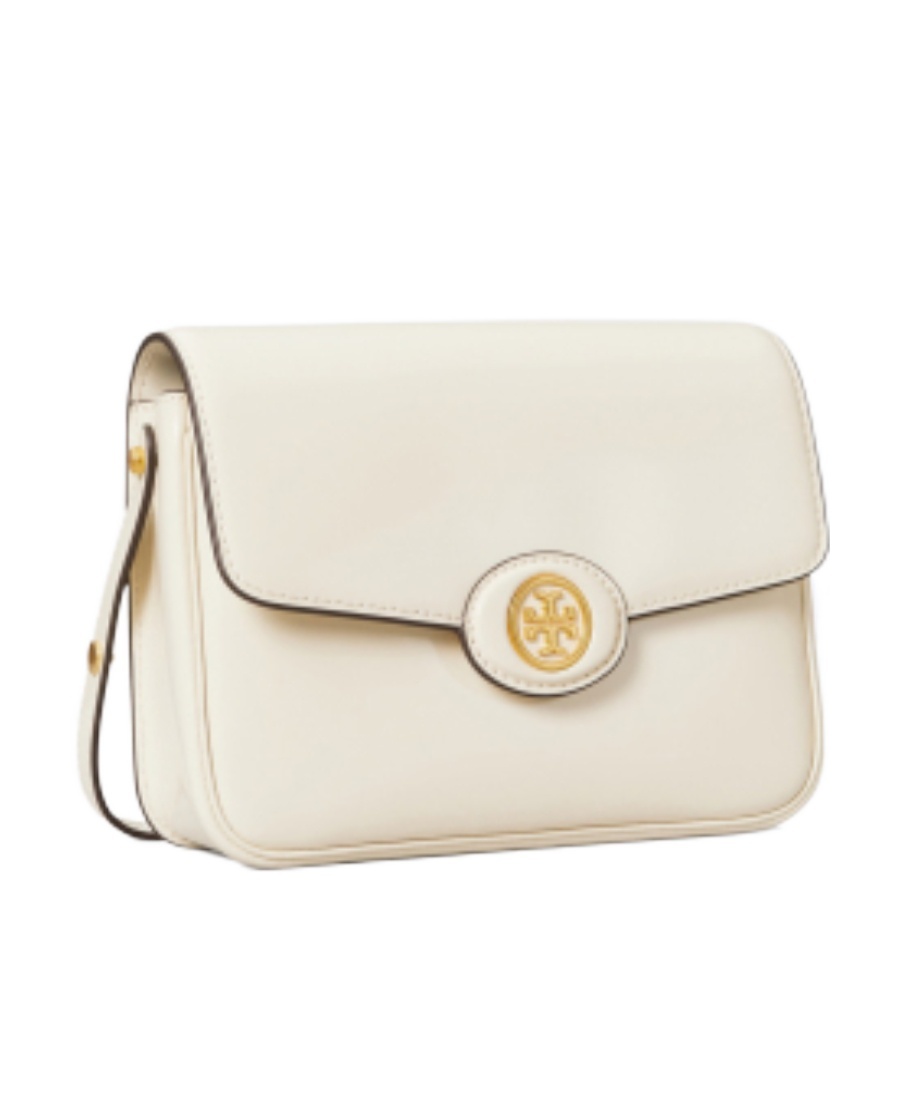 Tory Burch Robinson Convertible Patent Shoulder Bag In White