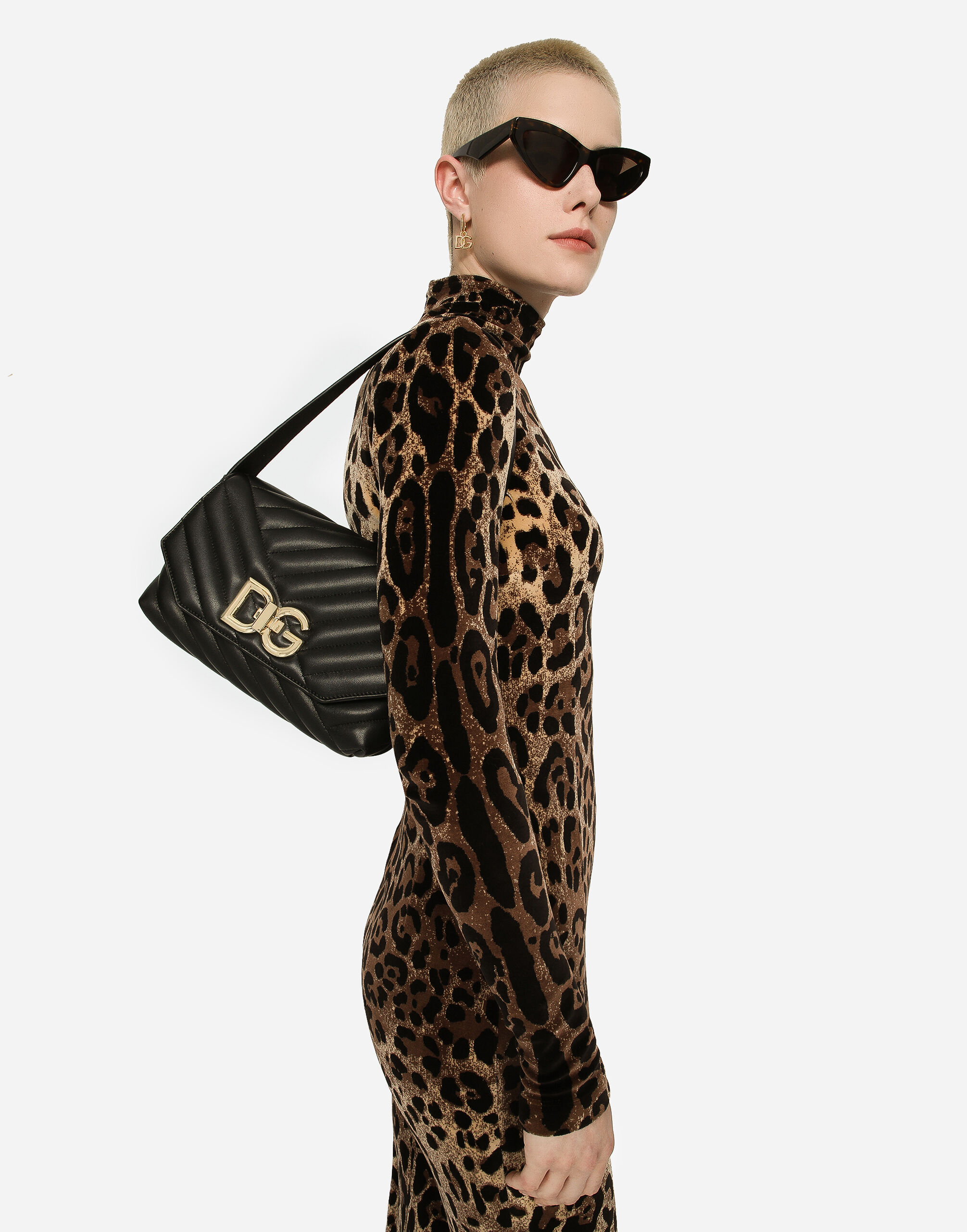 Dolce & Gabbana Logo-buckle Padded Leather Bag In Black
