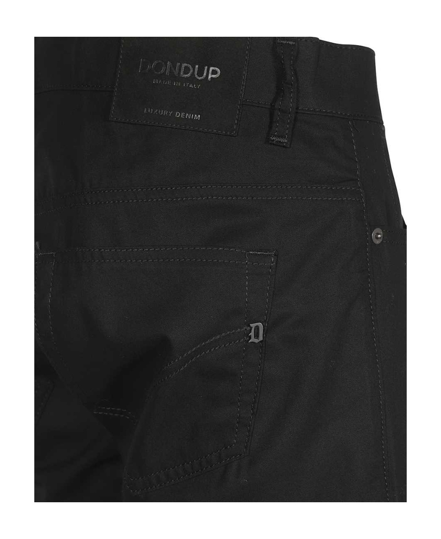 Dondup Black Logo Casual Denim Trousers In Black