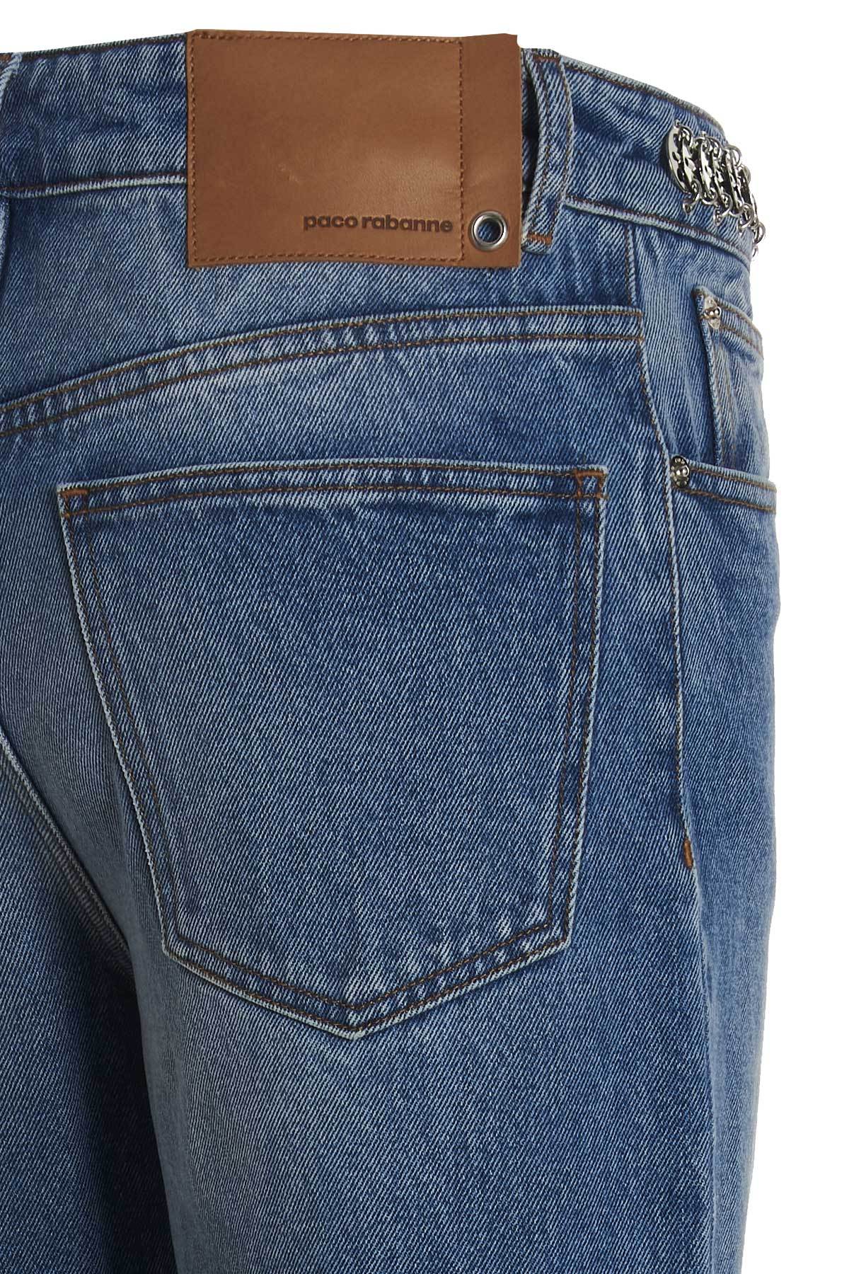 Rabanne Chain-embellished Straight-leg Jeans In Blue