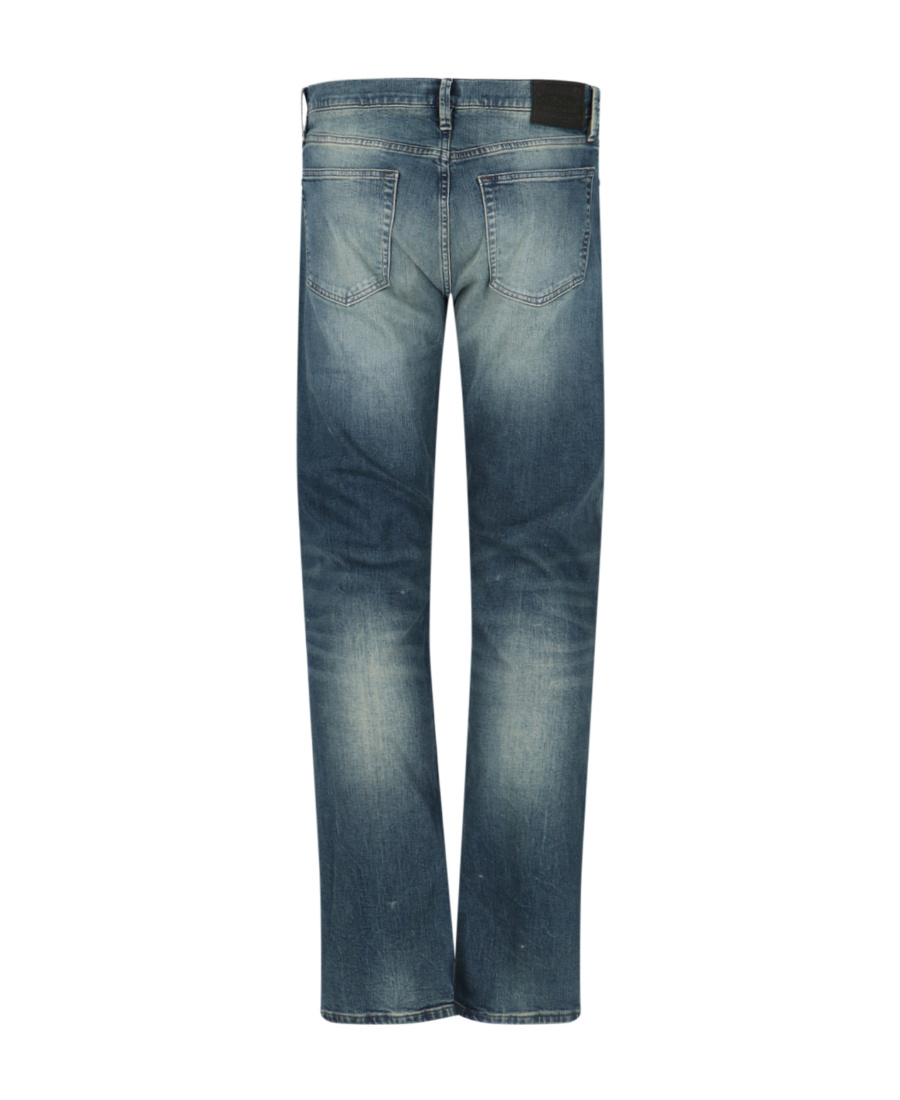Polo Ralph Lauren Straight Trousers With Belt Loops And Faded Effect In Blue