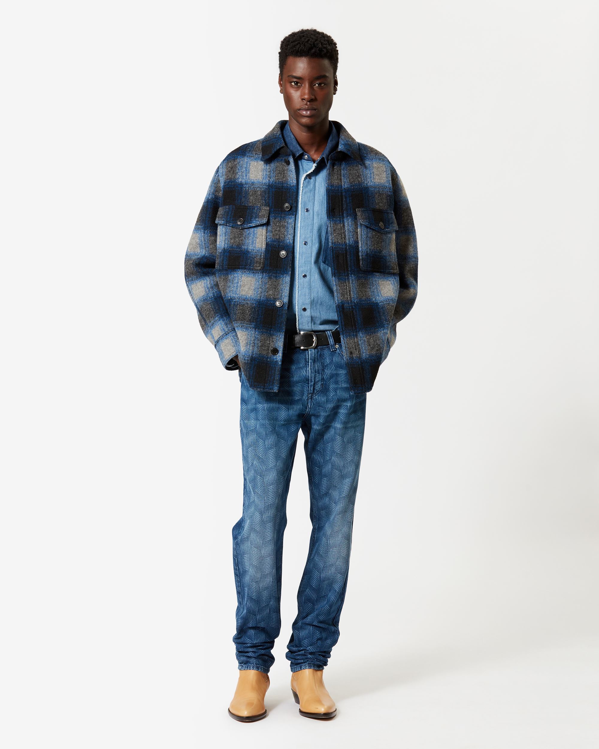 Isabel Marant Marant Kervon Checkered Overshirt In Black