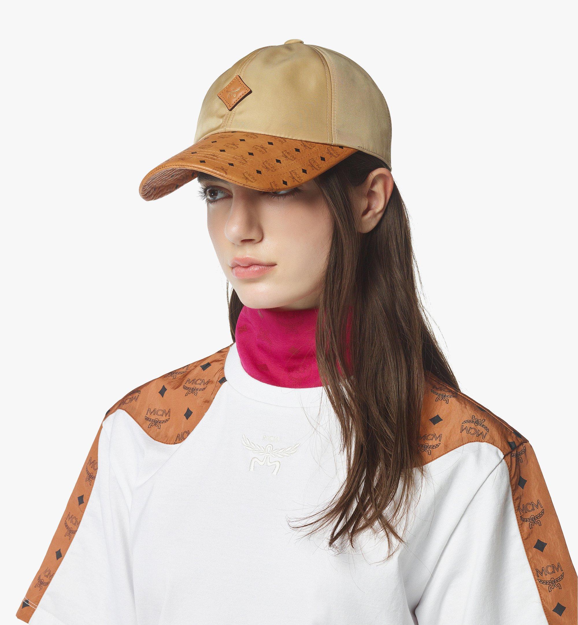 Mcm Classic Cap In Econyl And Leather In Brown