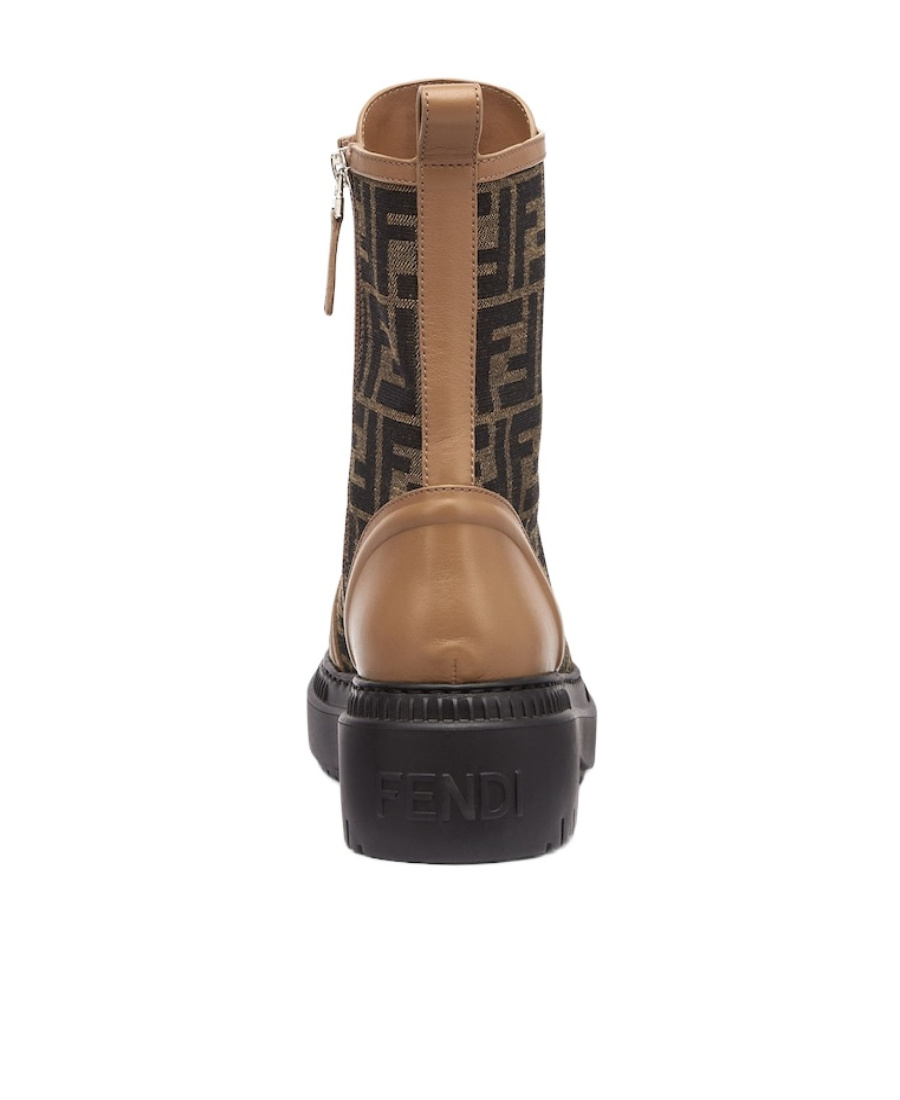 FENDI BEIGE LEATHER BIKER BOOTS
