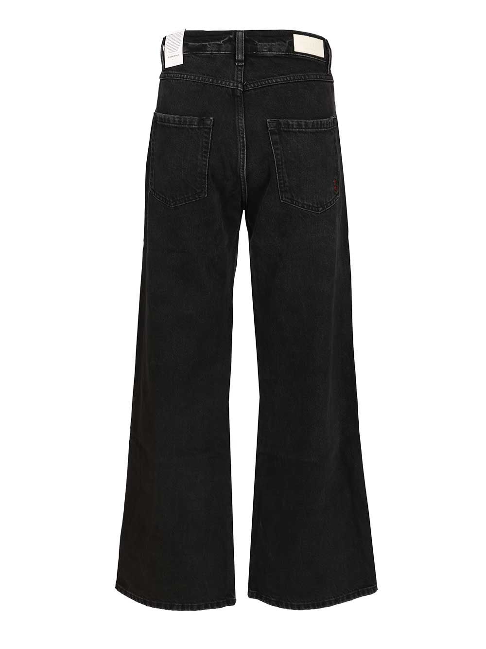 Icon Denim Debby Black Jeans With Wide Leg And Logo Patch On The Rear In Denim Woman In Black