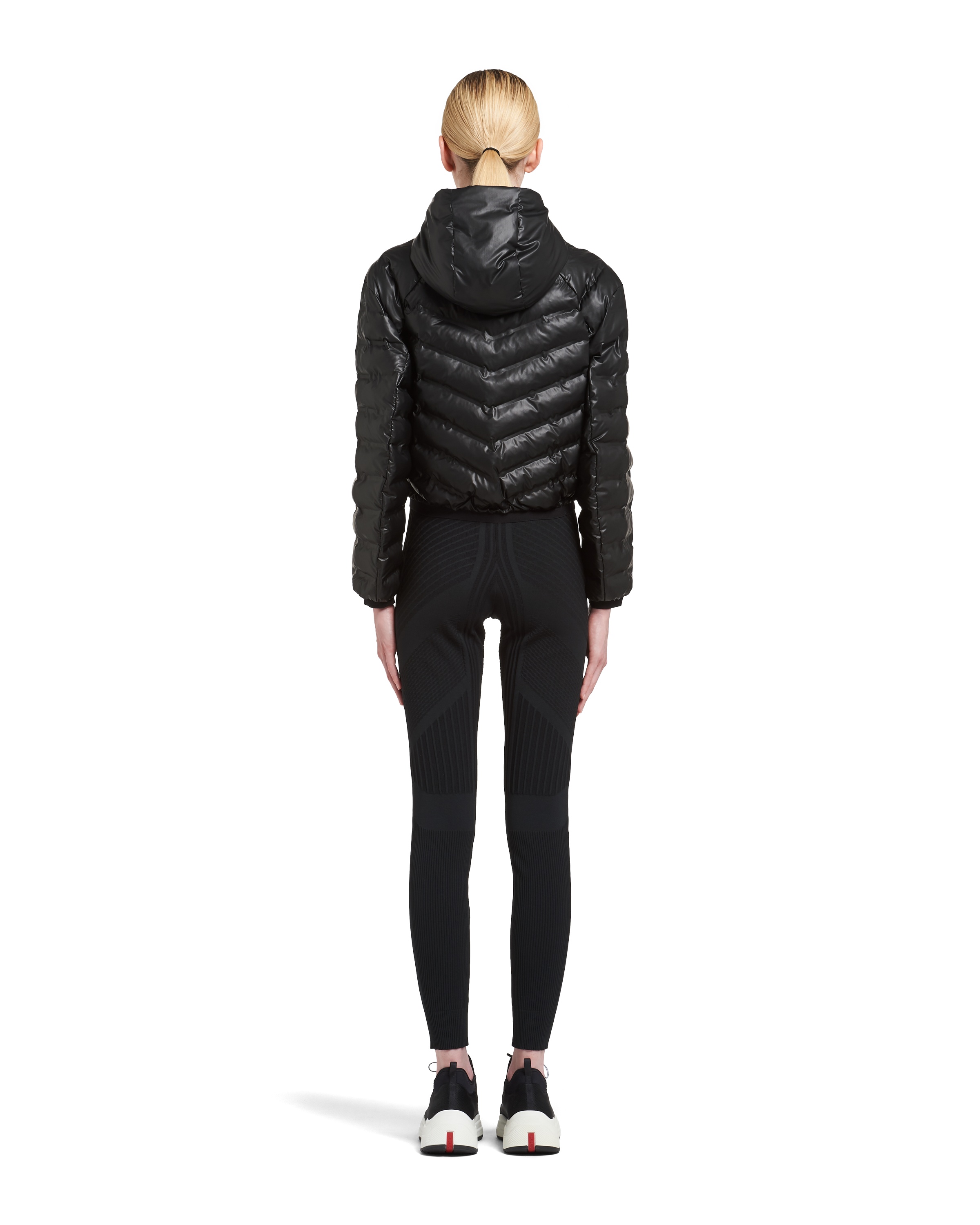 Prada Lr-lx020 Cropped Puffer Jacket In Black