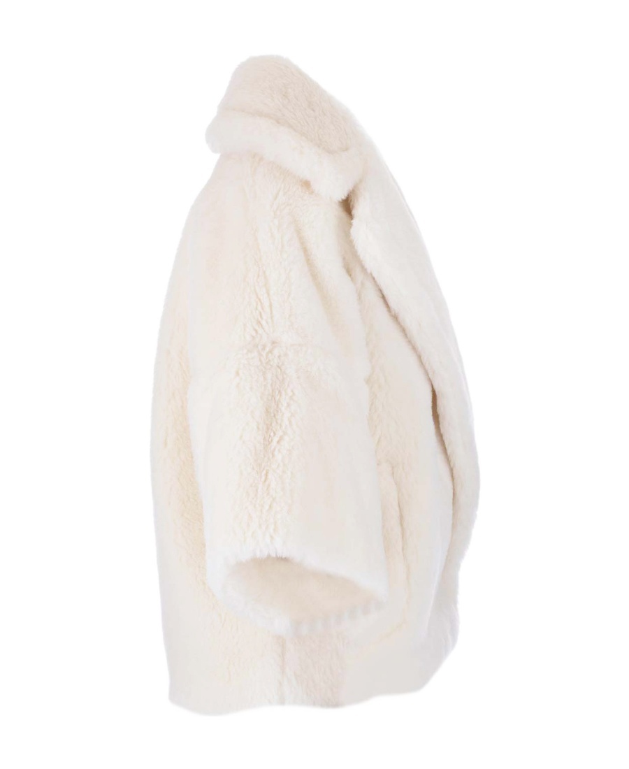 Max Mara Lapel Logo Coat In White