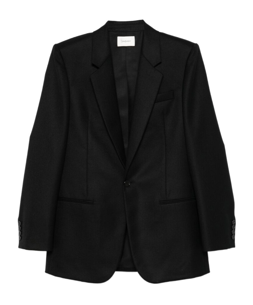 Saint Laurent Long-sleeved Suit Coat In Black