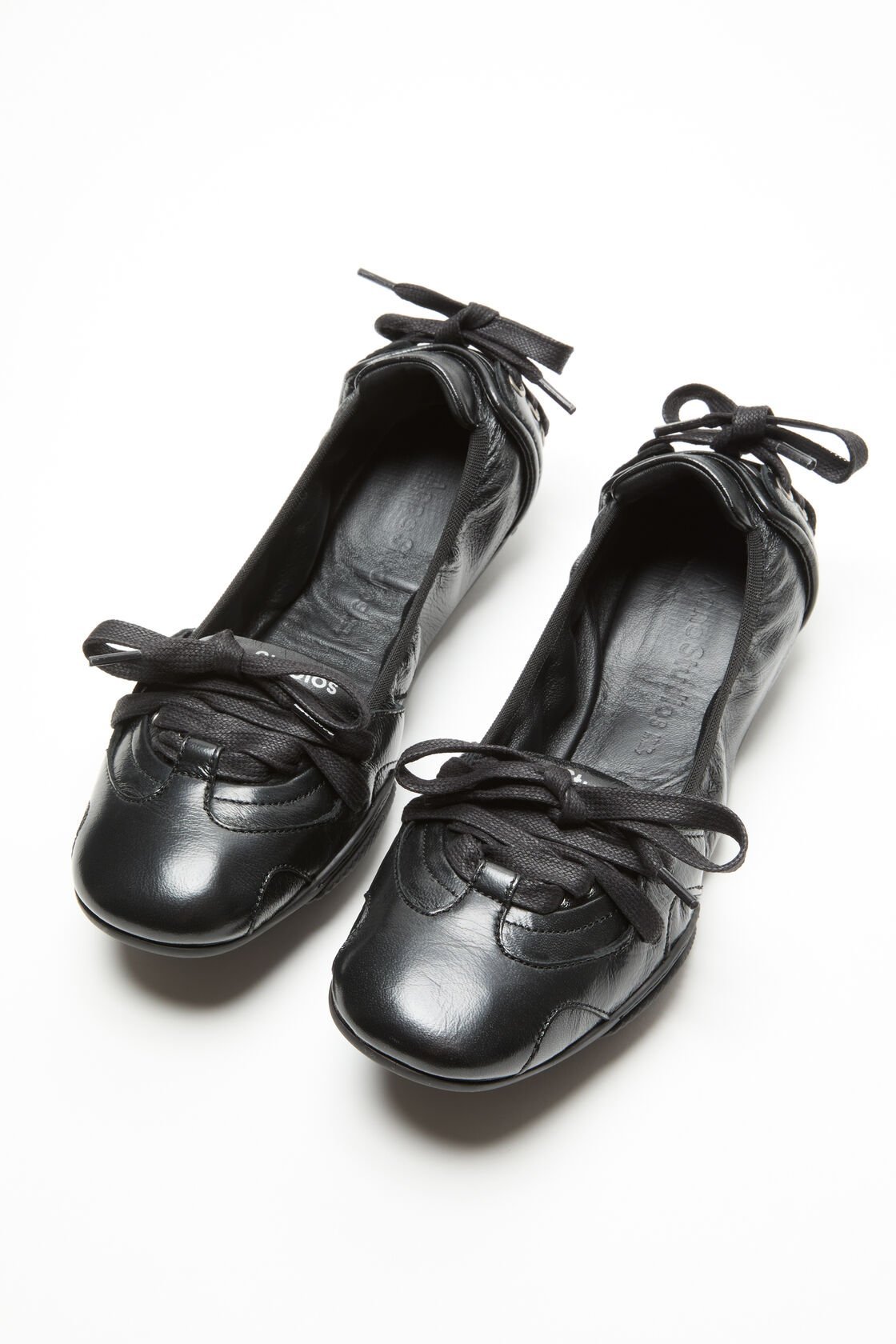 Acne Studios Lace-up Leather Ballet Flats In Black