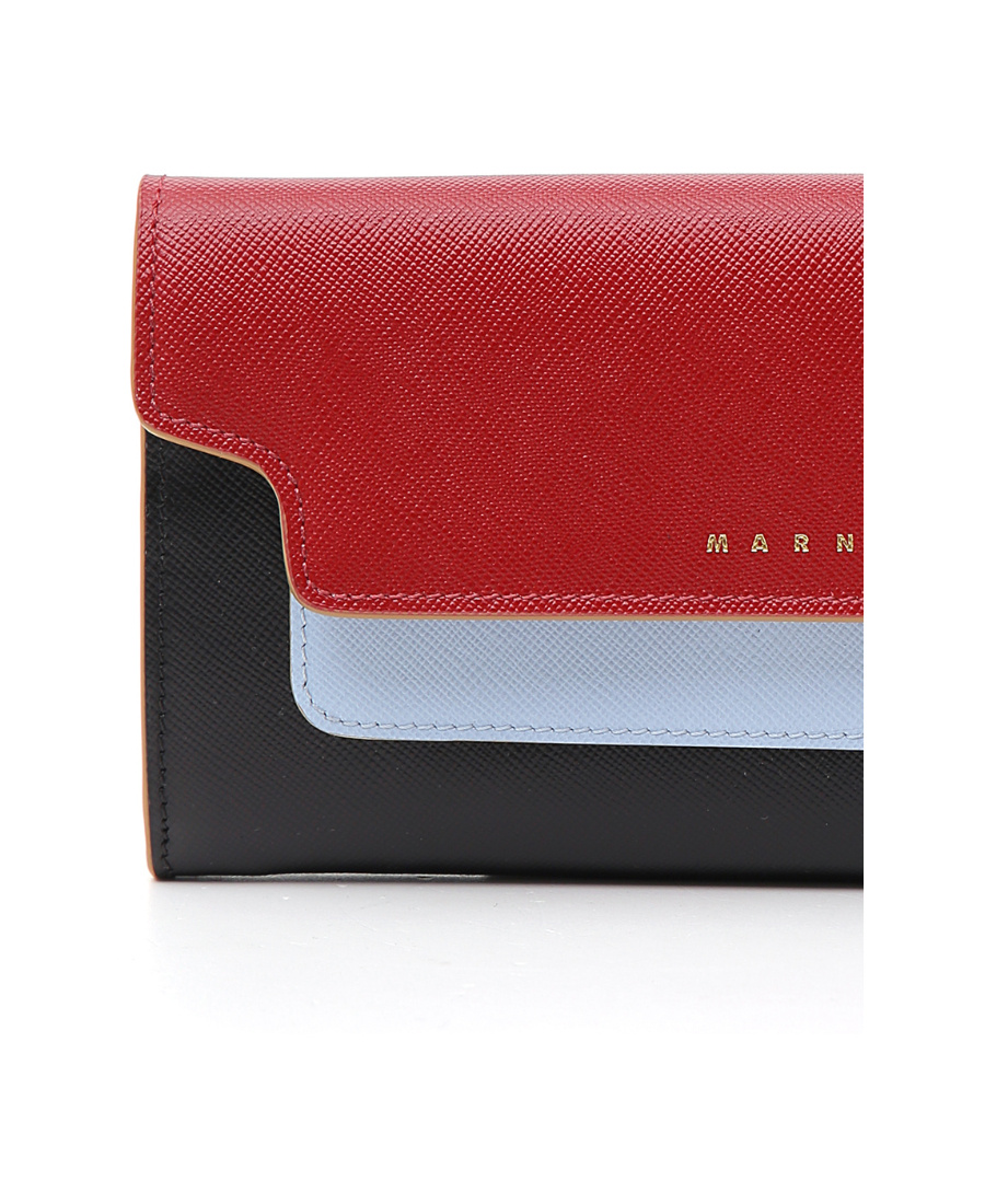 Shop Marni Color Block Logo Wallet In Red