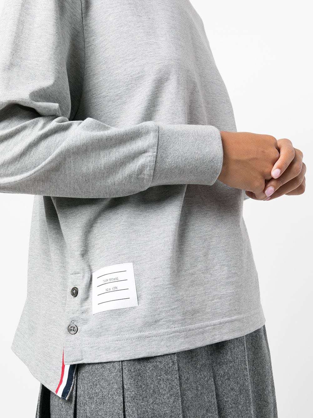Thom Browne 4-bar Long-sleeve Cotton Jersey Ruby T-shirt In Gray