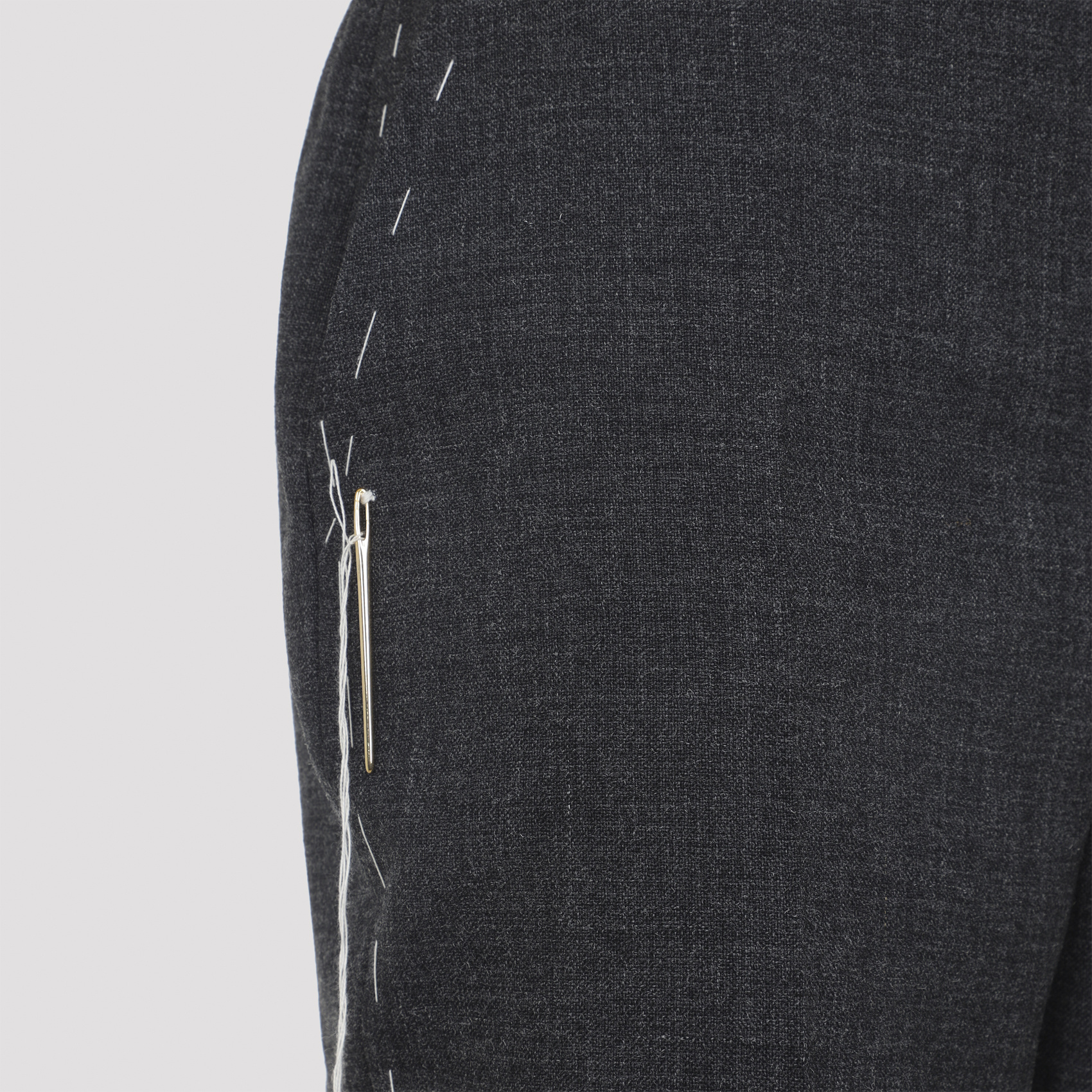Moschino Contrasted-stitch Wool Pants In Gray