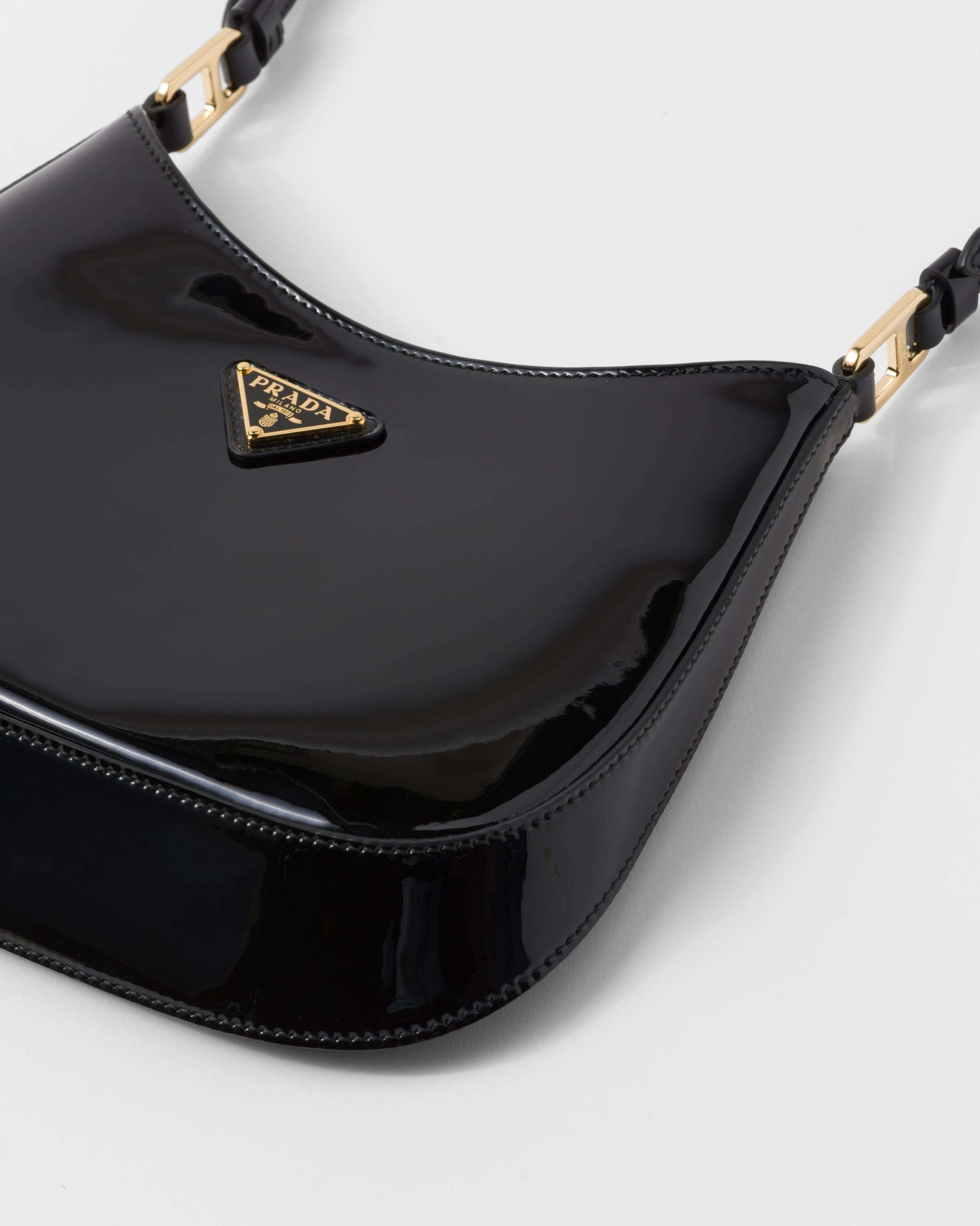 Prada Cleo Patent Leather Shoulder Bag In Black