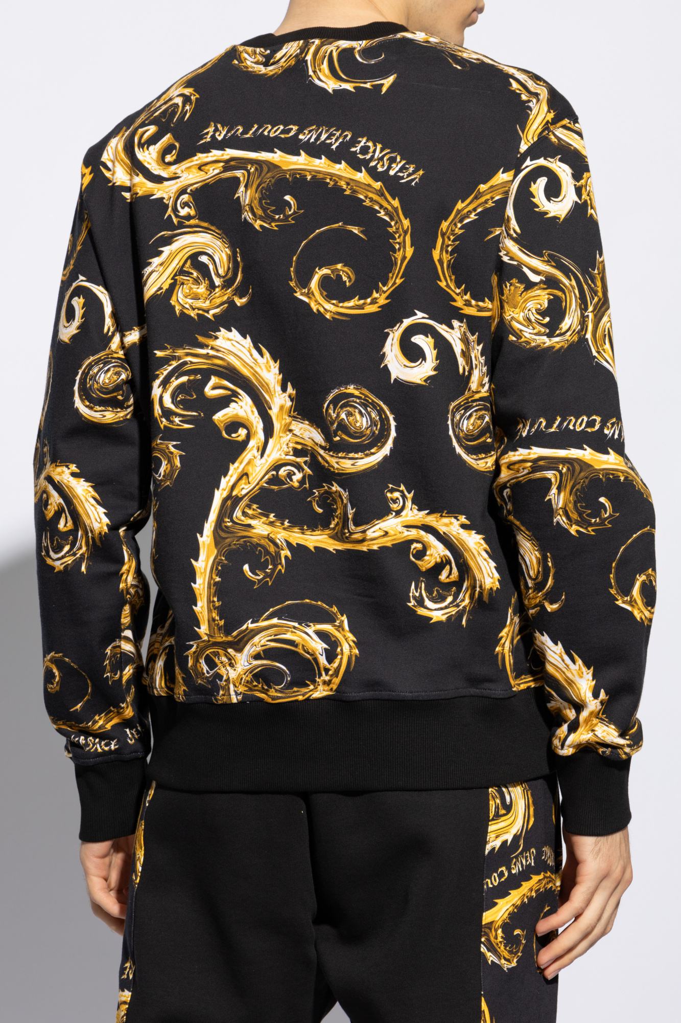 Shop Versace Jeans Regalia Baroque Print Cotton Sweatshirt In Black
