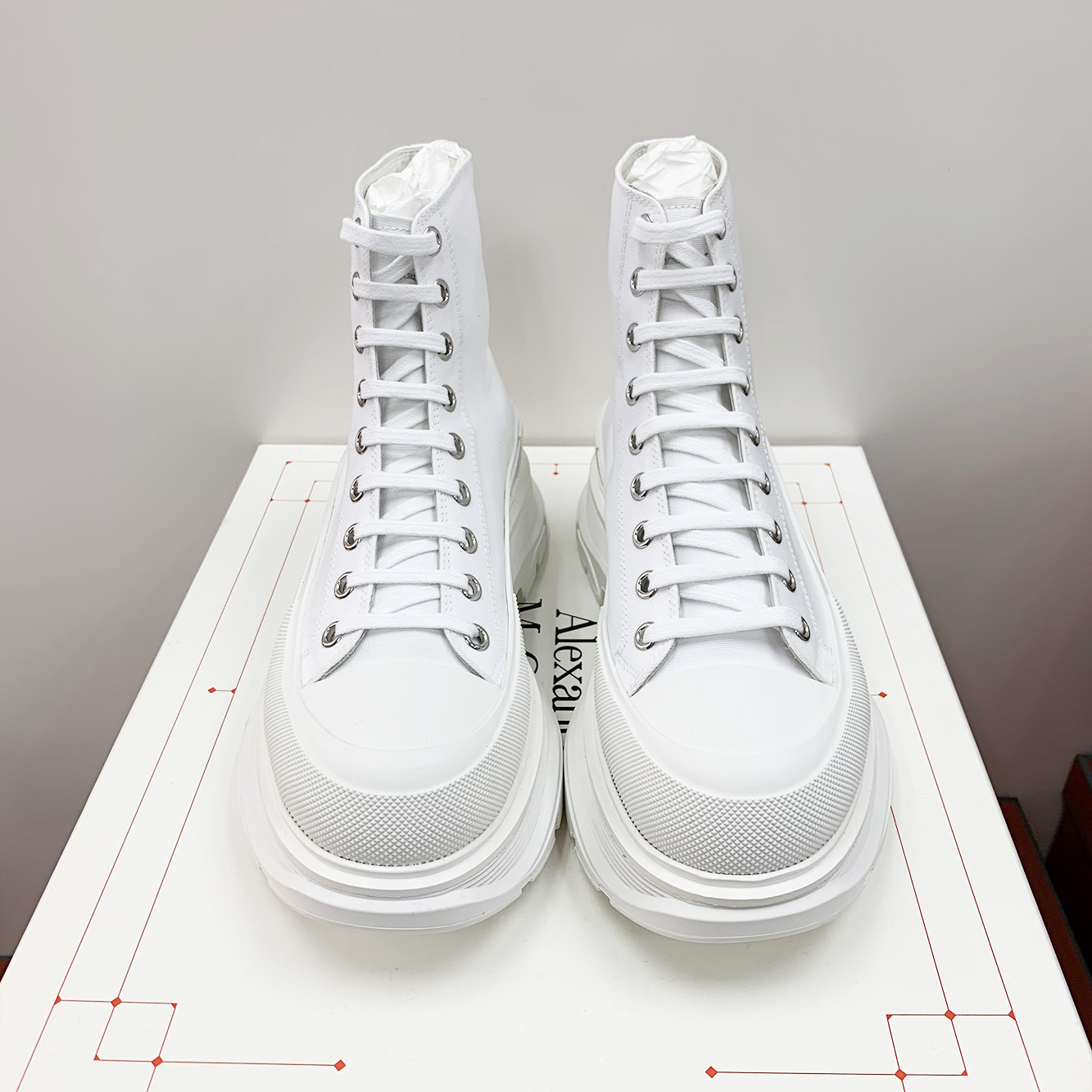 Alexander Mcqueen Tread Slick High Top Sneaker In White