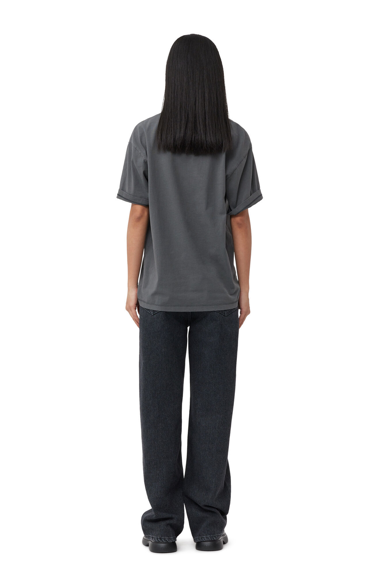 Ganni Grey Future Relaxed Lamb T-shirt In Gray