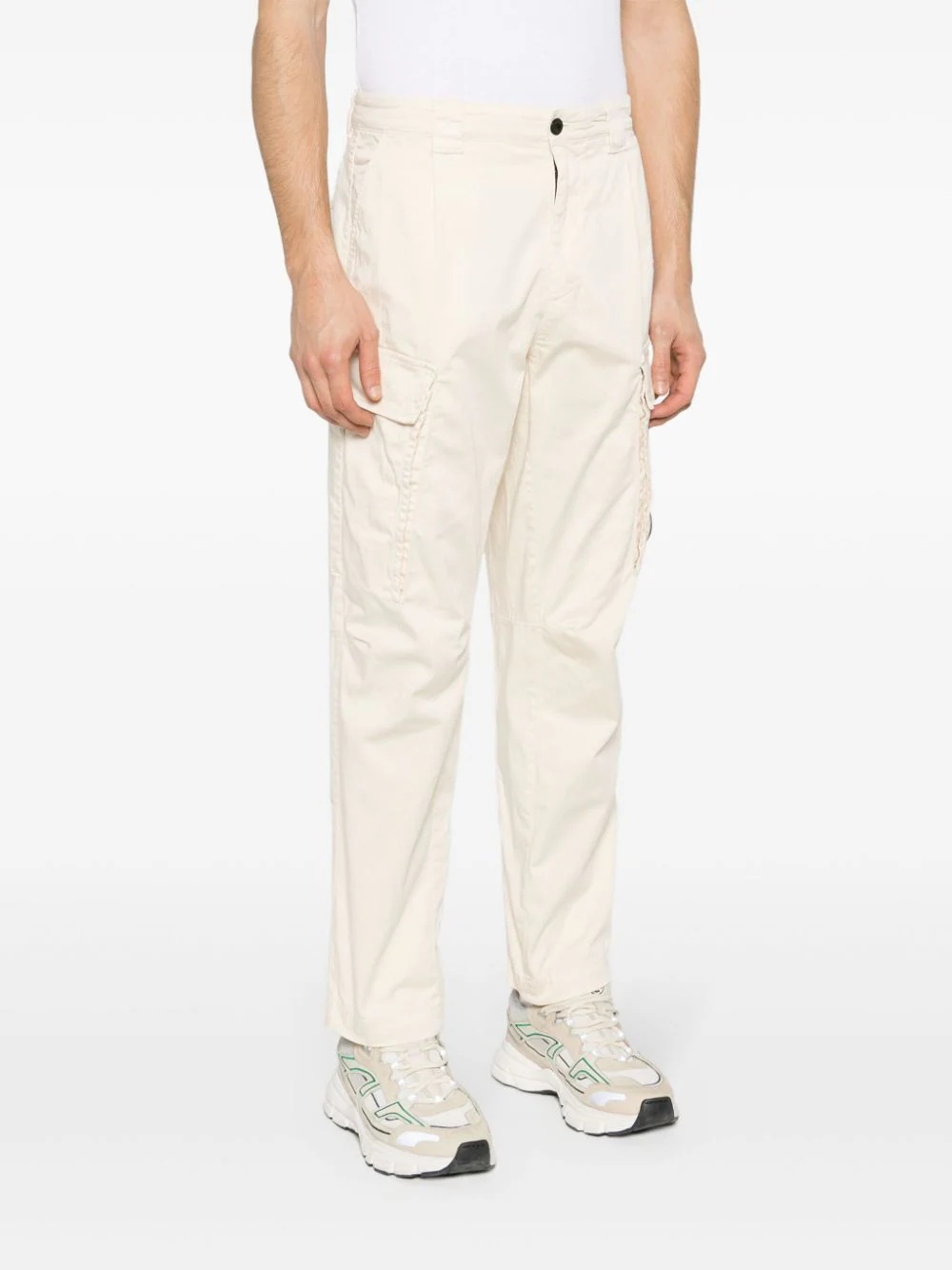 C.p. Company Stretch-cotton Tapered Cargo Trousers In White