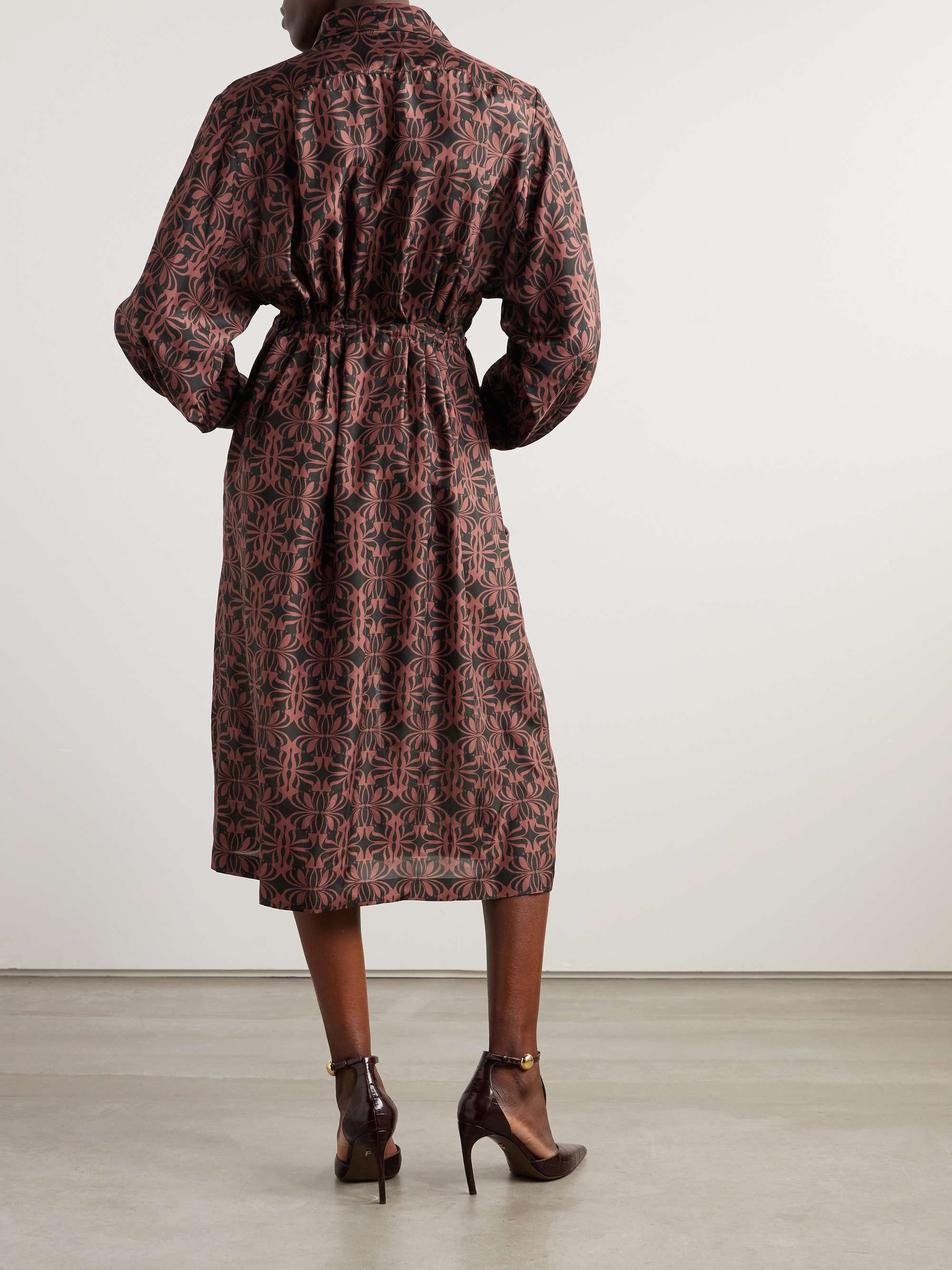 Dries Van Noten Renwicks Abstract-print Belted Long Trench Coat In Red