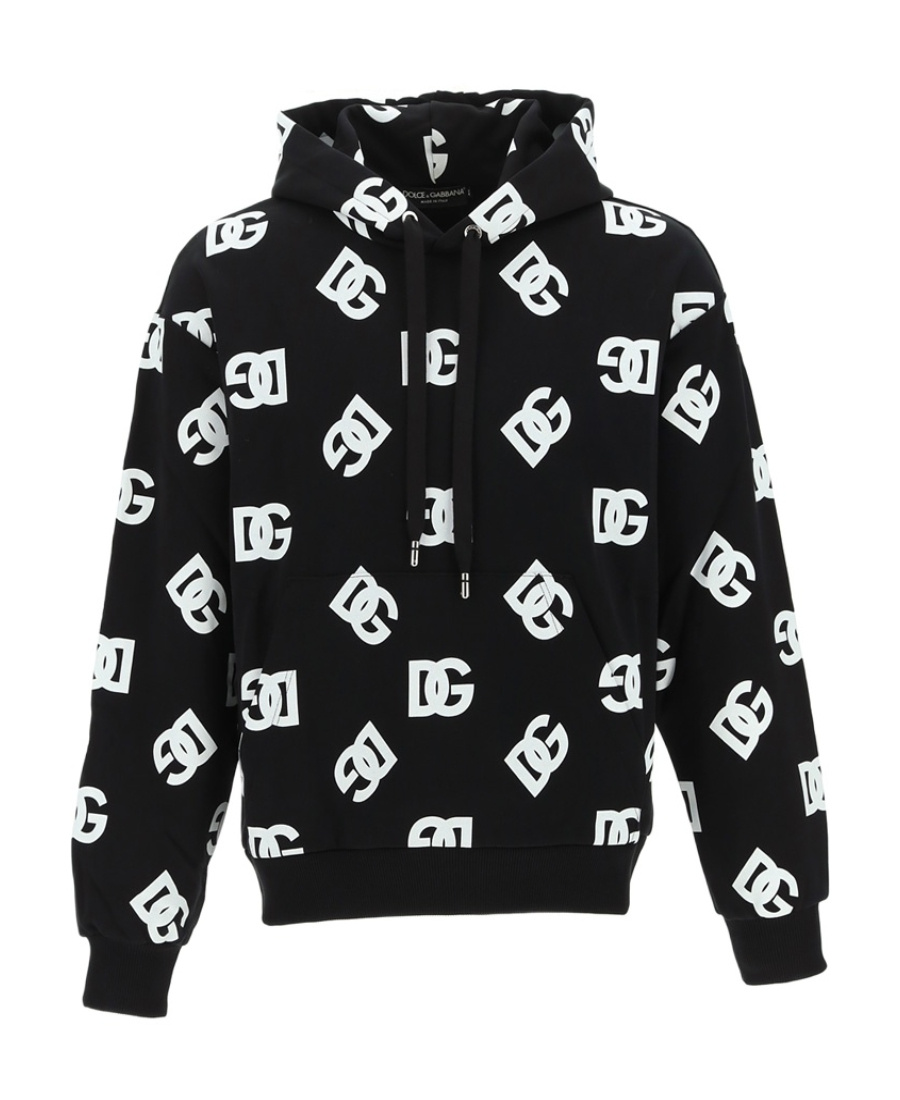 Dolce & Gabbana All-over Logo-print Cotton Hoodie In Black