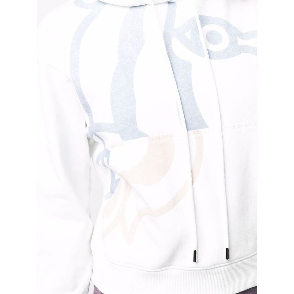 Kenzo K-tiger Cotton Sweatshirt Hoodie In White