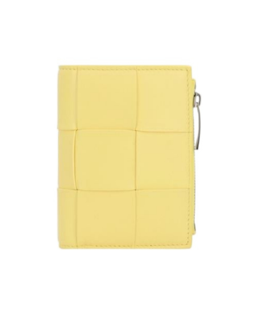 Bottega Veneta Small Card Double-fold Zipper Wallet In Yellow