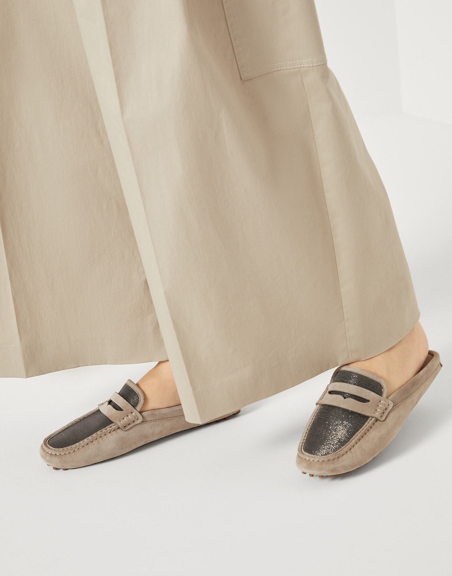 Brunello Cucinelli Suede Precious Driving Mules