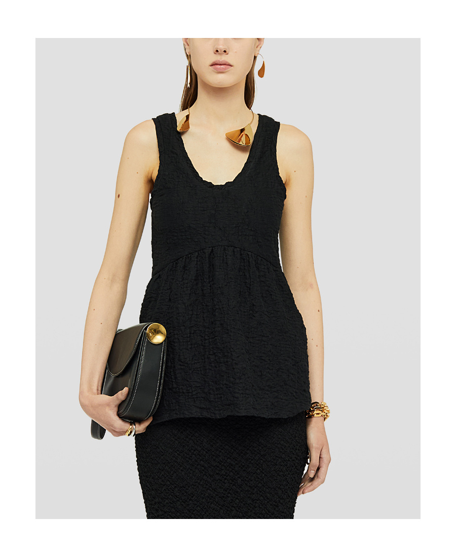 Jil Sander Crinkled Flared Top In Black