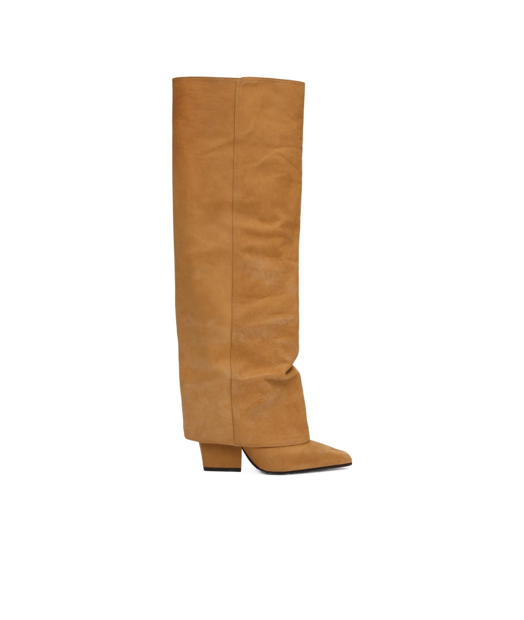 Paris Texas Jane Fold Over Tall Boots In Caramel Color