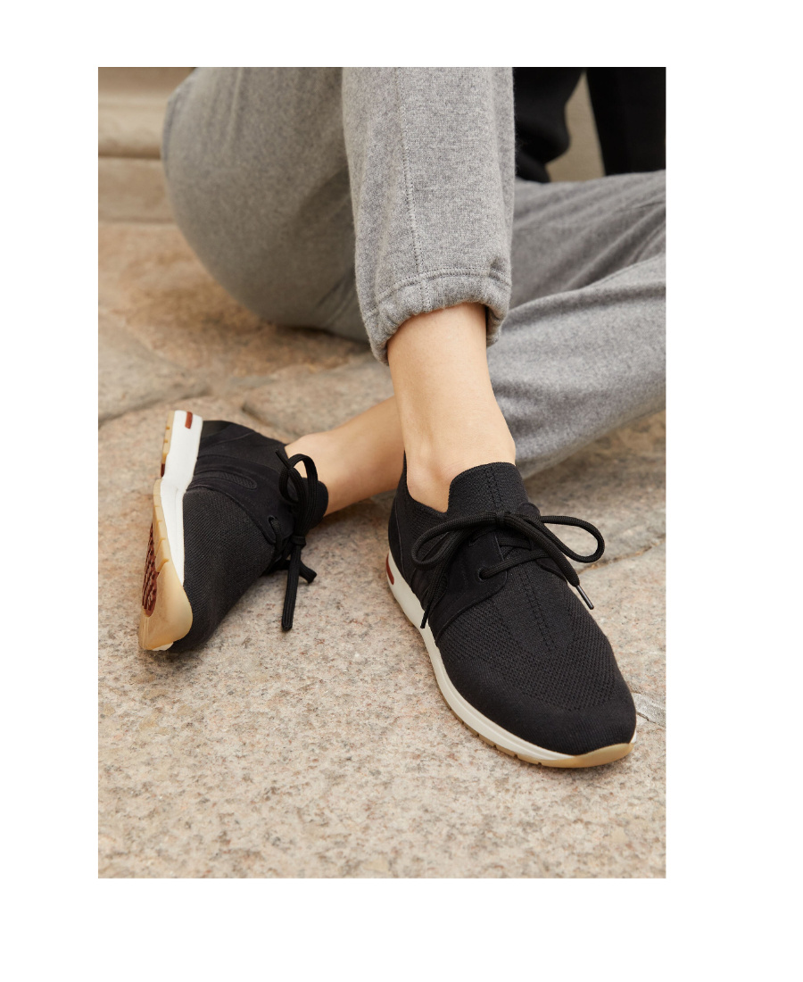 Loro Piana 360 Flexy Walk Sock Sneakers In Black