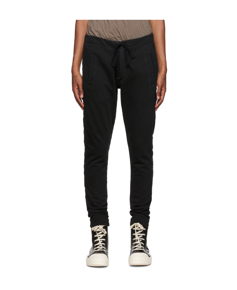 Greg Lauren Lace Up Sweatpants In Black