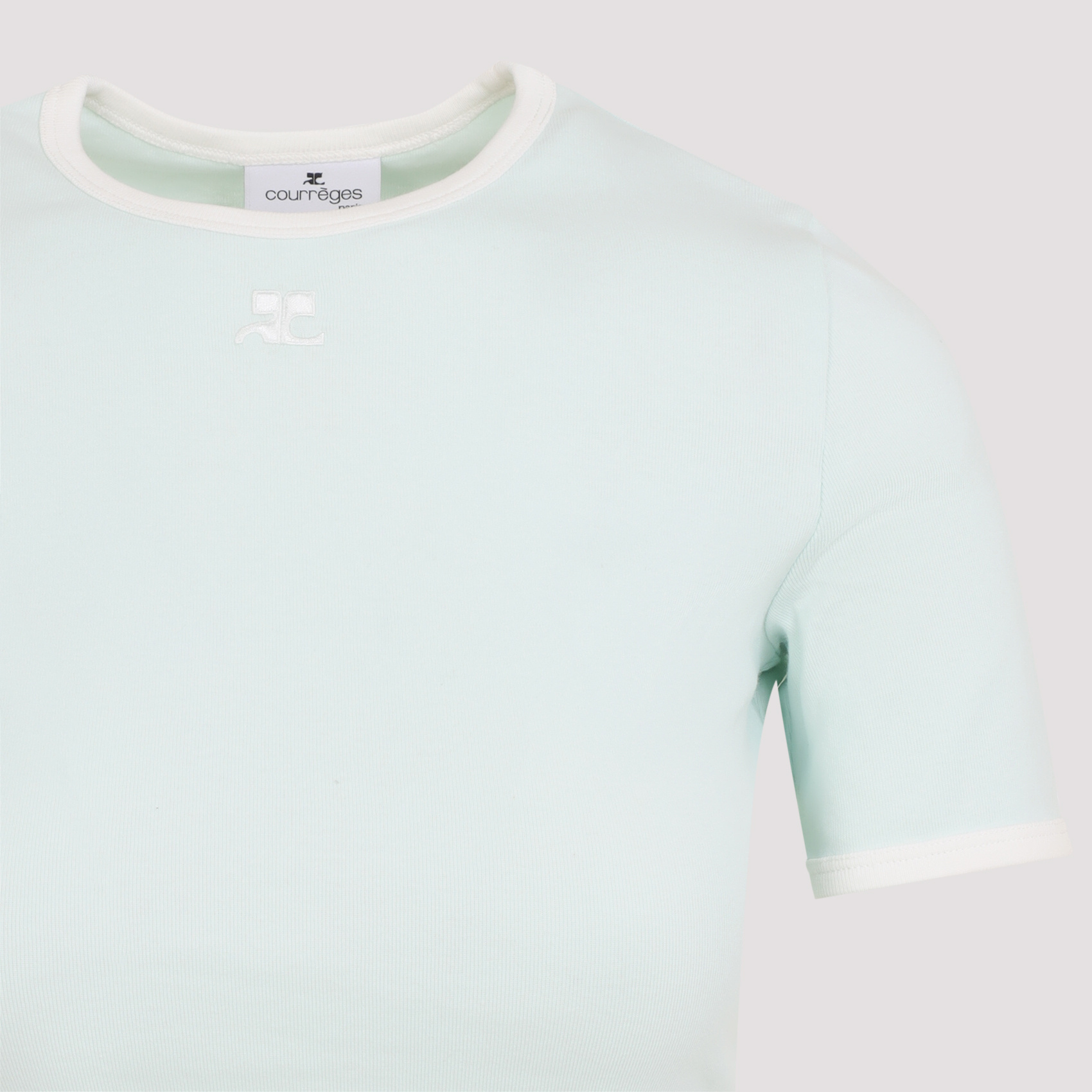 Courrèges Short Sleeve Crew Neck T-shirt Design In Blue