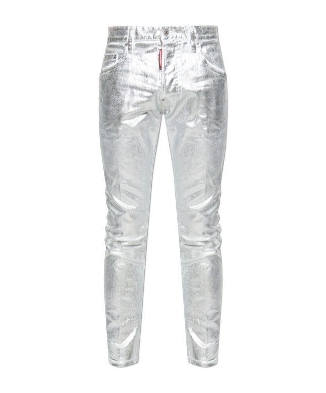 Dsquared2 Logo Denim Trousers In Silver