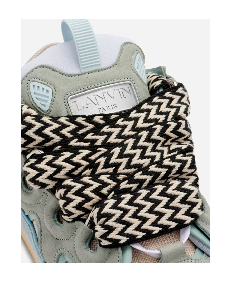 Shop Lanvin Curb Lace-up Chunky Sneakers In Gray