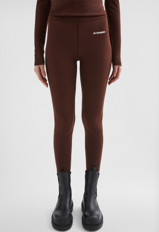 Jil Sander Logo-print Leggings In Brown