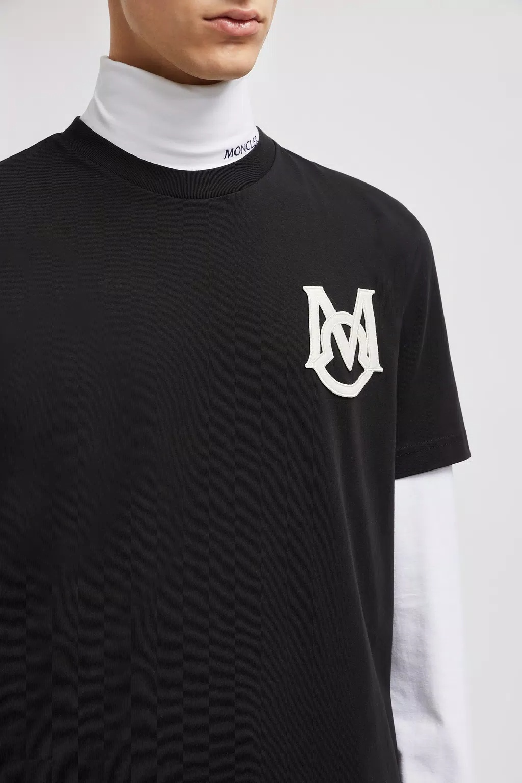 Moncler Cotton T-shirt Featuring Embroidered Patch In Black