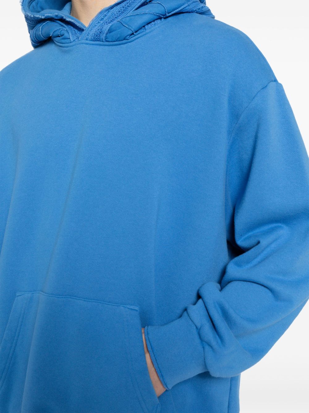 Undercover Embroidered-trim Cotton Hoodie In Blue