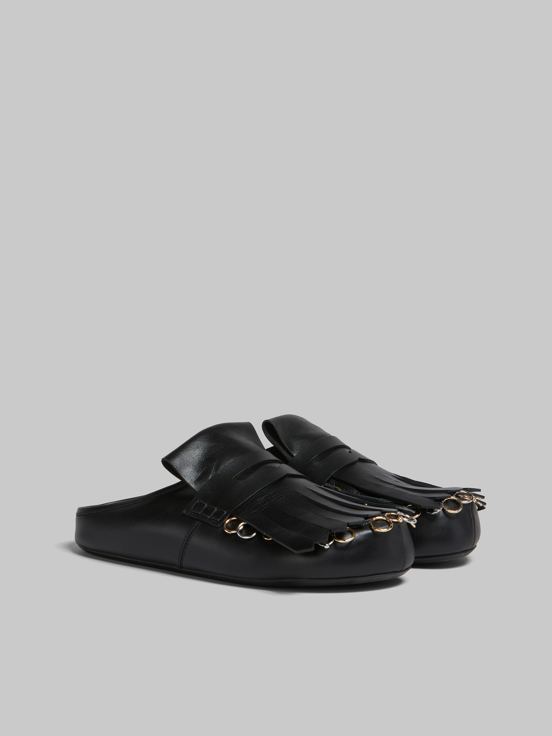 Marni Fringed Leather Sandals In Black
