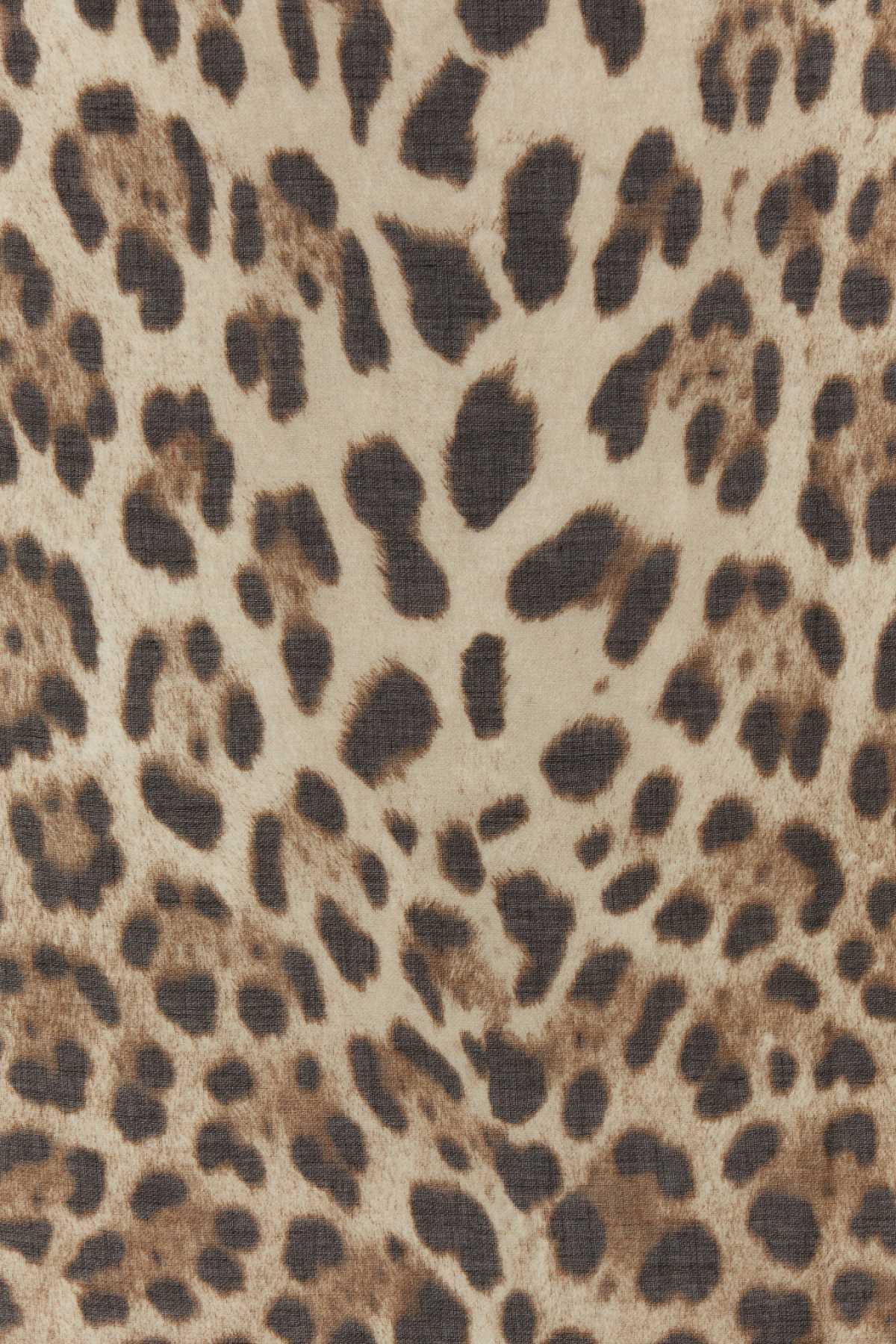 Dolce & Gabbana Leopard-print Silk Scarf In Brown