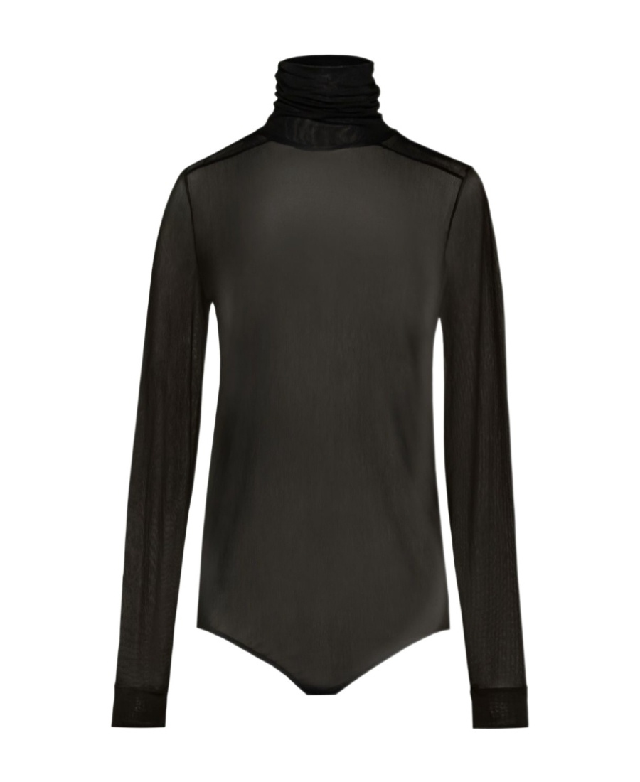 Maison Margiela Four-stitch Sheer Bodysuit In Black