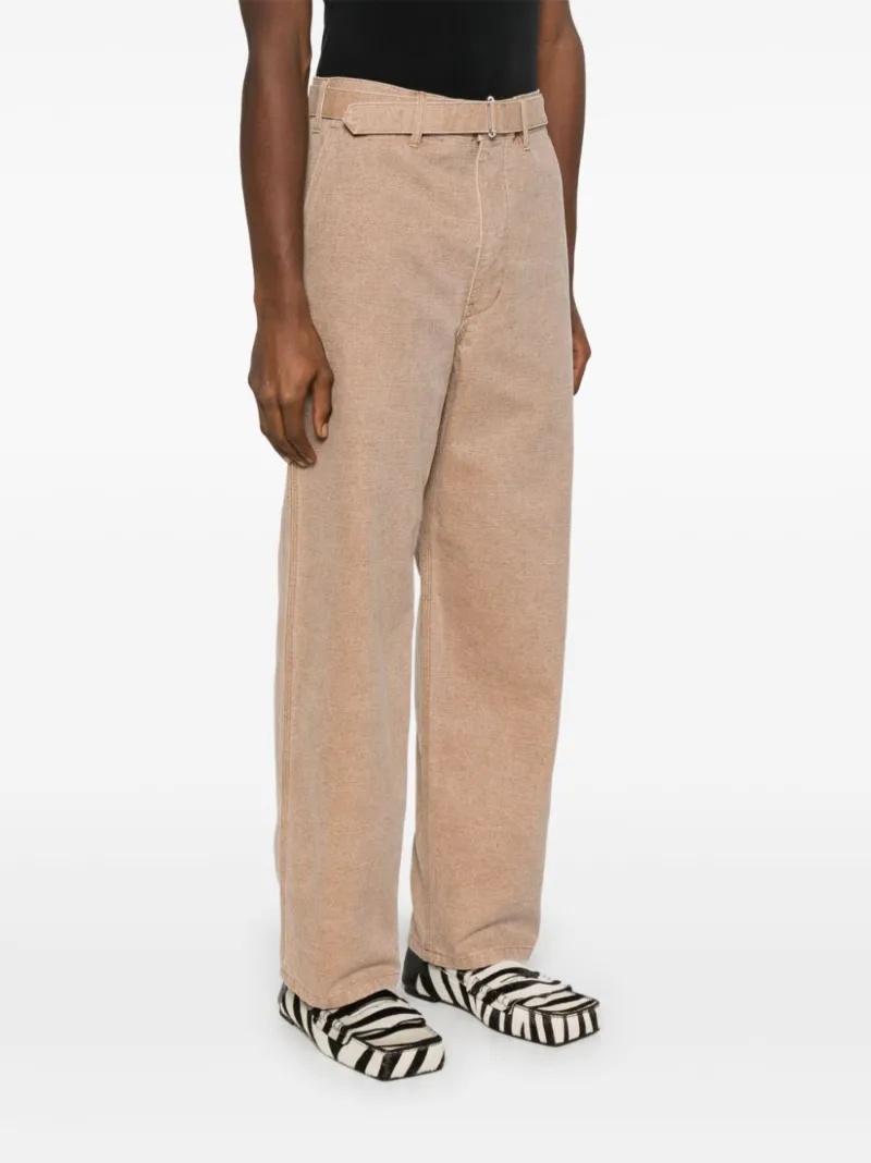 Auralee Canvas Belted Trousers In Multi