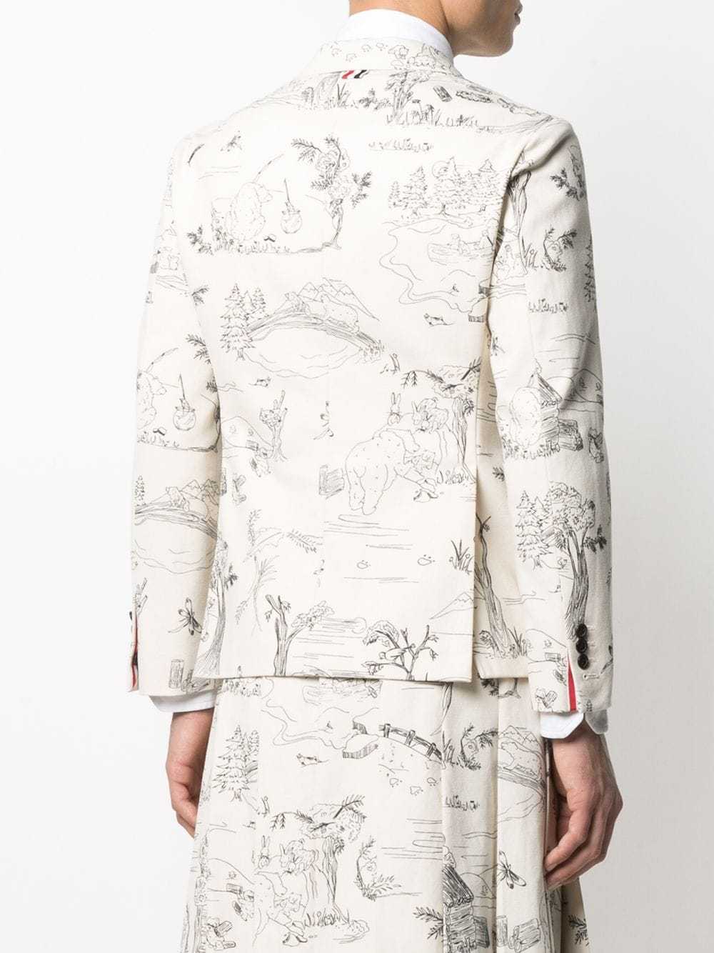 THOM BROWNE SKETCH-PATTERN SINGLE-BREASTED BLAZER JACKET